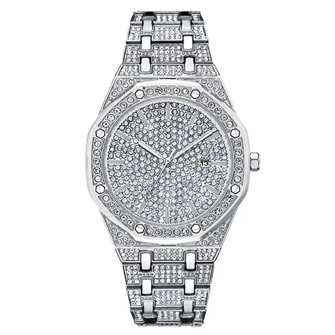 Men&prime;s Gypsophila Diamond Watch Fashion Full Diamond Large Dial Waterproof Quartz Watch