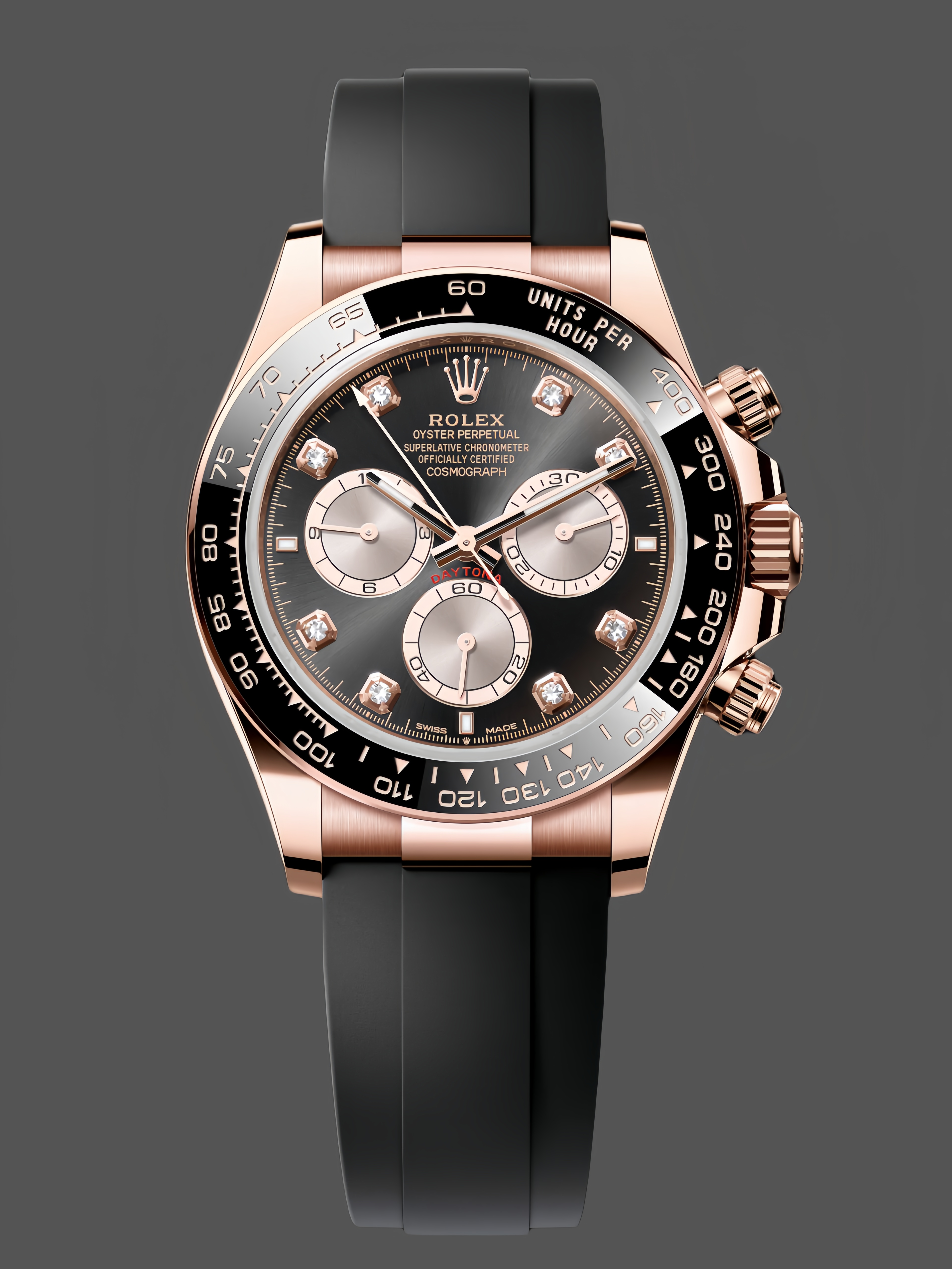 Rolex Daytona Everose Rubber 126515LN 0004 Black Dial Diamond Watch 2025-fasswatch