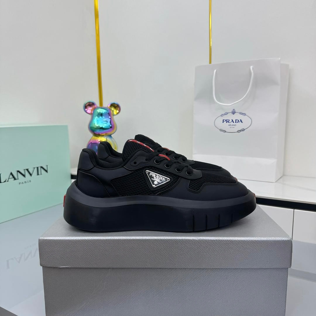 PRADA 25S SNEAKERS IN BLACK CALFSKIN、mysite、Cacoeks