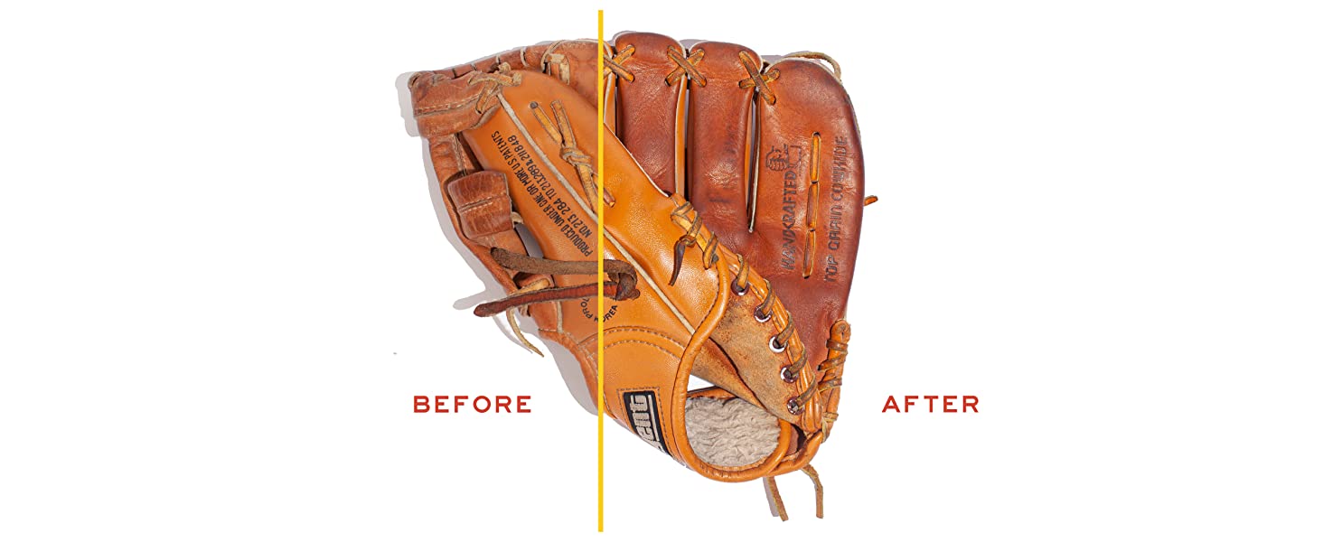 before and after baseball glove