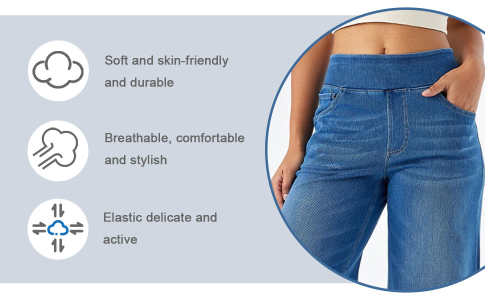 stretchy wide leg jeans for women