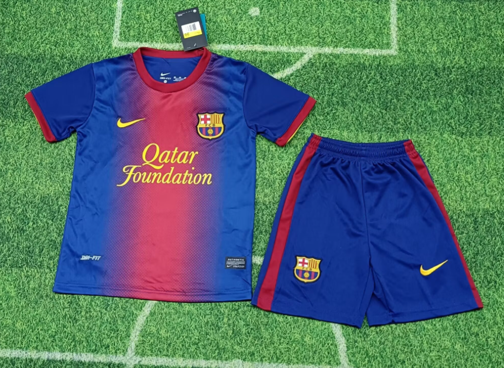 12/13 Retro Barcelona Home Football Shirt Kids Size Suit-mysite Custom Football Kit- Nextkits