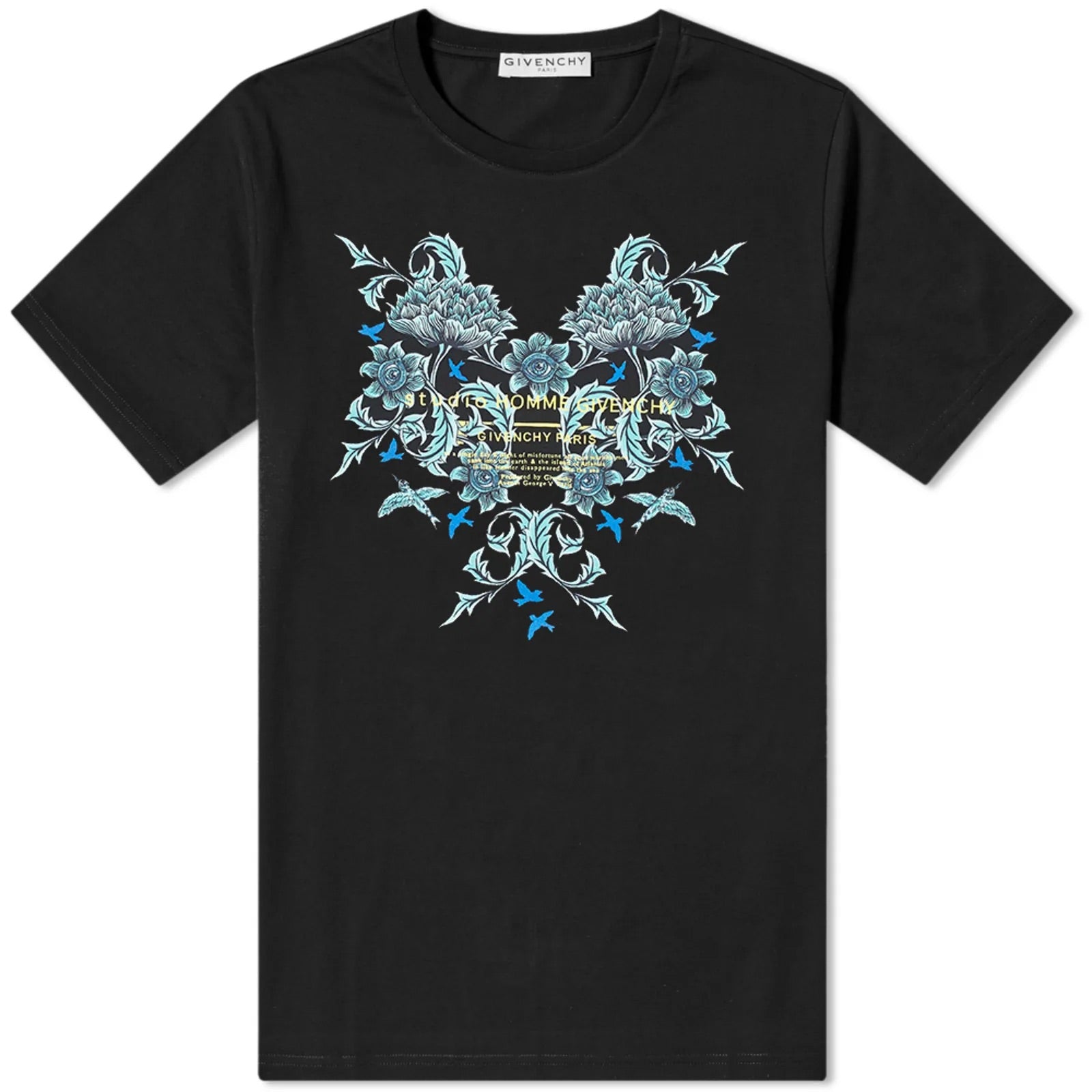Givenchy Studio Homme Floral Printed T-Shirt Black Regular Fit、mysite、Cacoeks