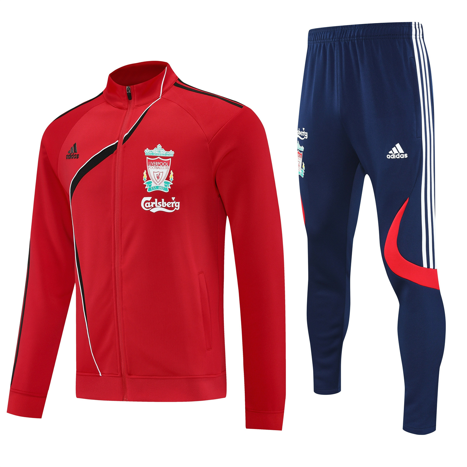 foot-Liver.pool 25-26 Jacket Training Tracksuit - Red Jackets & Deep Blue Pants