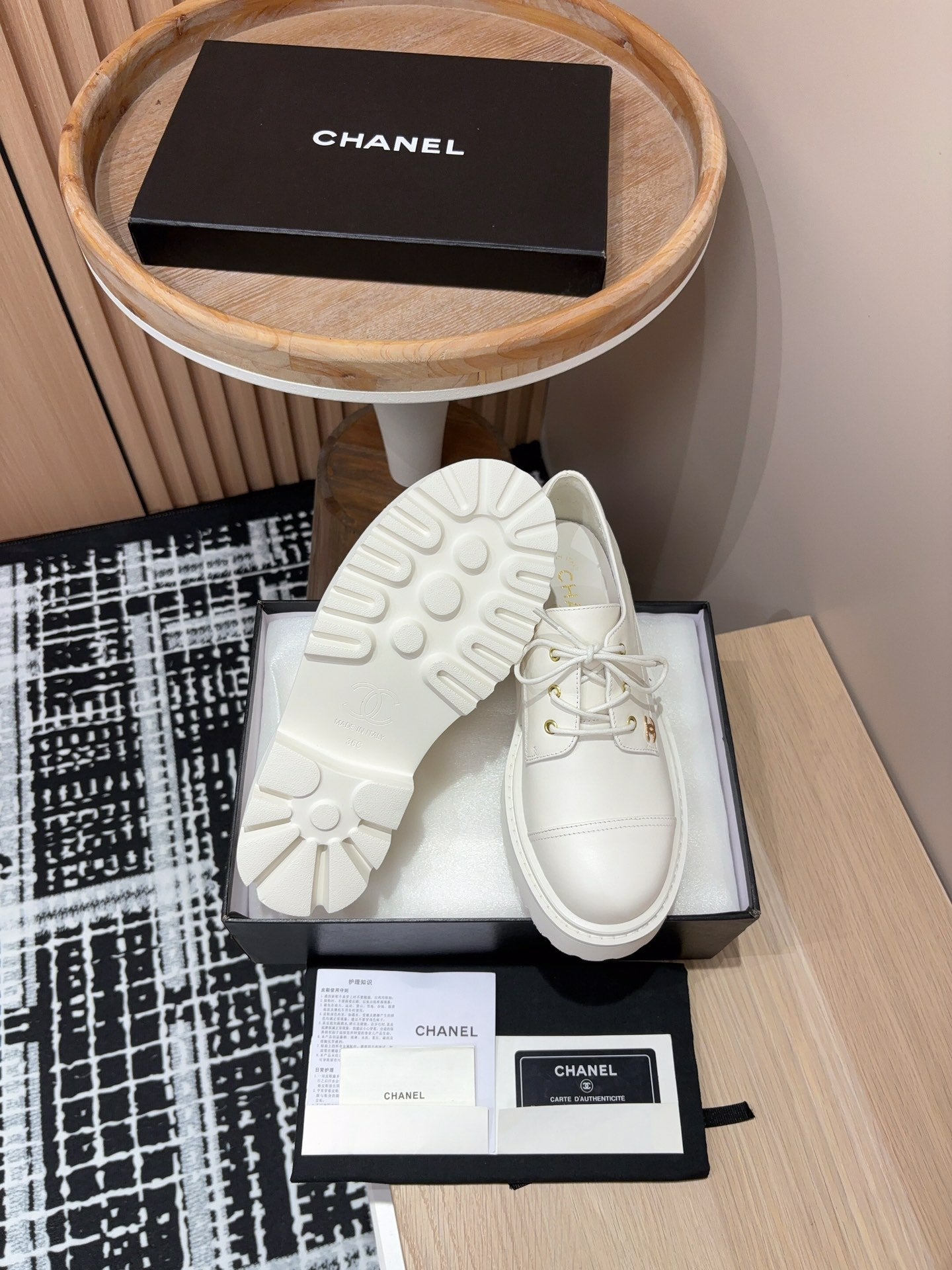 CC OXFORD SHOES IN WHITE CALFSKIN、mysite、Cacoeks