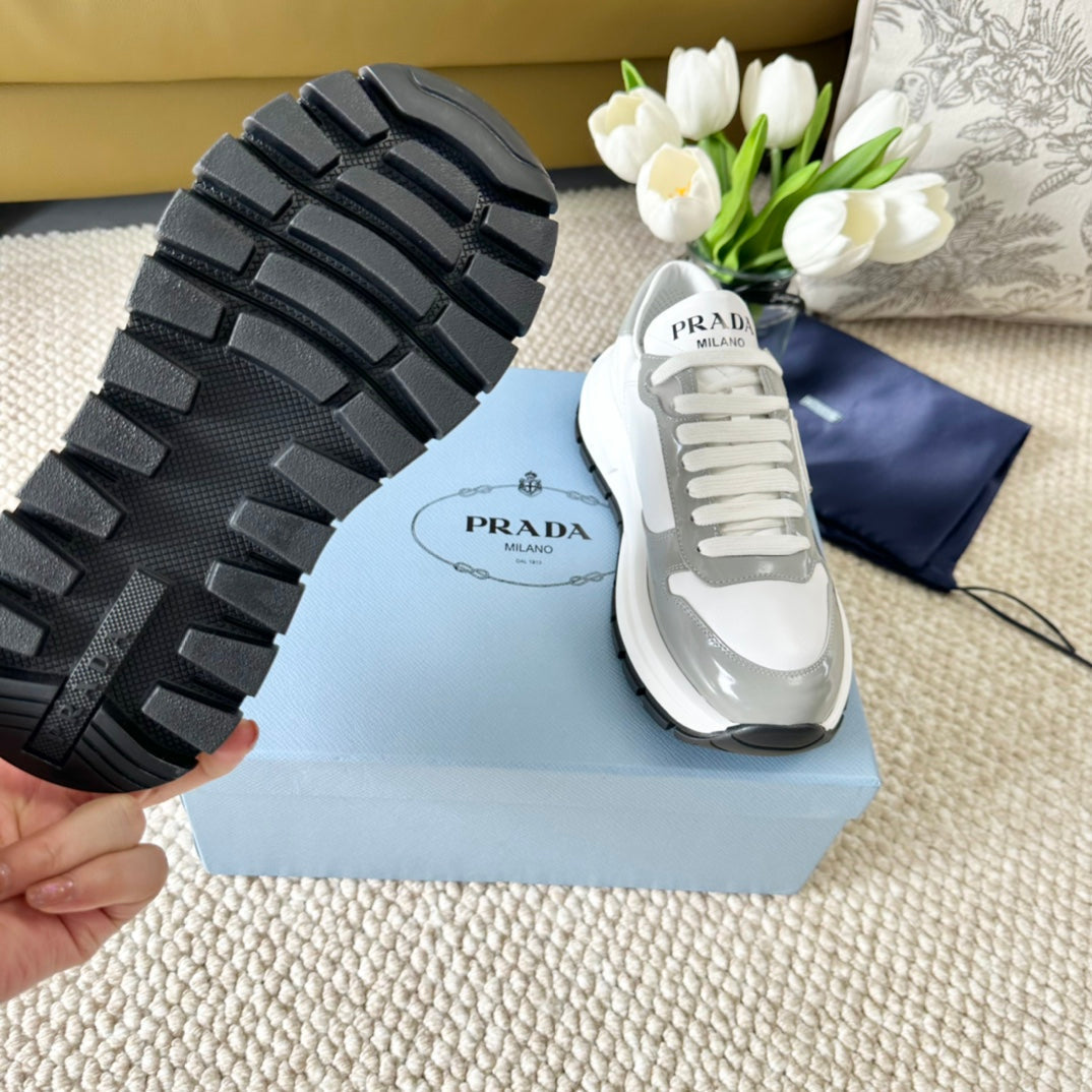 PRA BLACK THICK SOLE SNEAKER GRAY AND WHITE CALFSKIN、mysite、Cacoeks