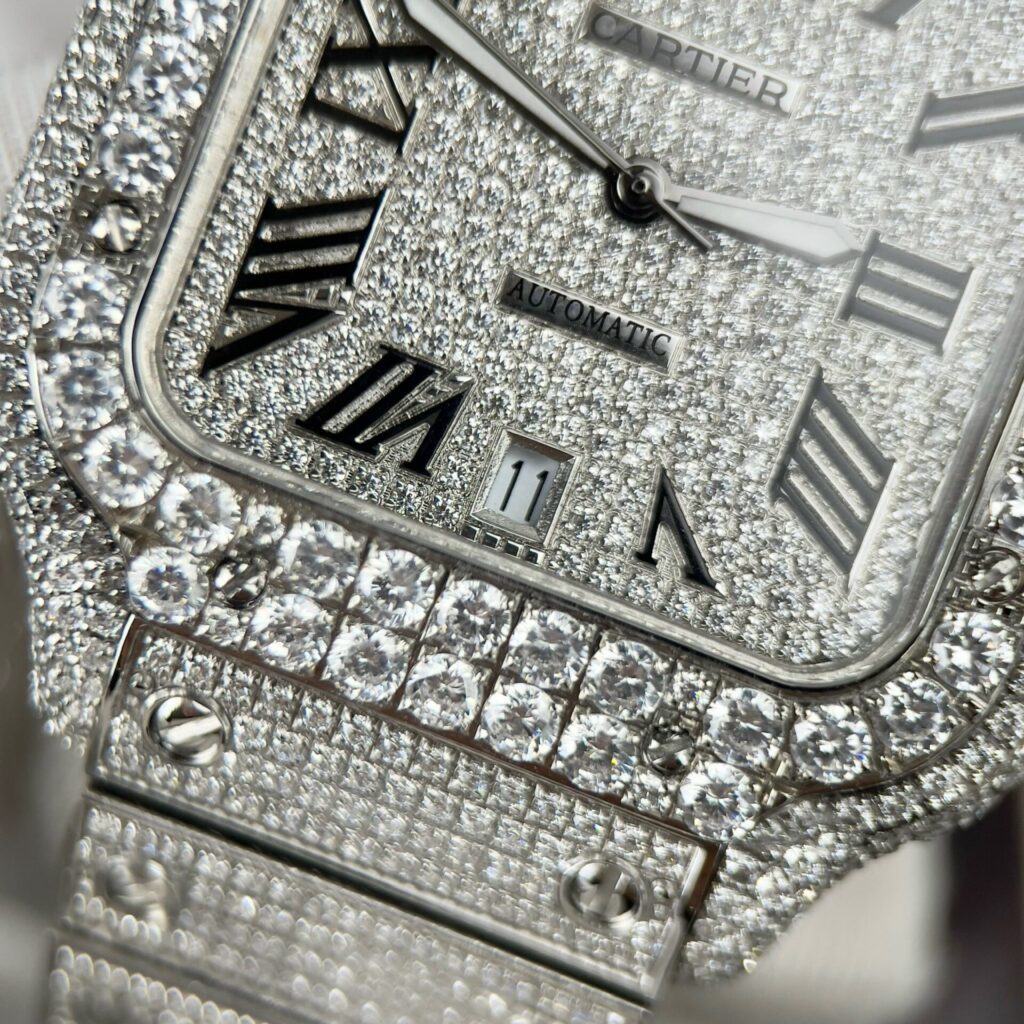 Đồng Hồ Cartier Santos Replica Cao Cấp Nam Đính Đá (2)