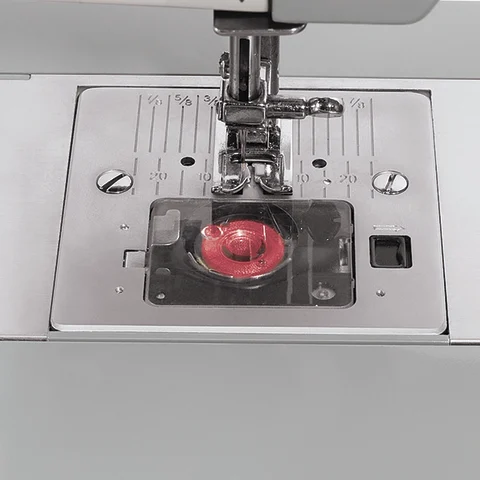 Easy-to-Load Top Drop-In Bobbin System with Clear Cover