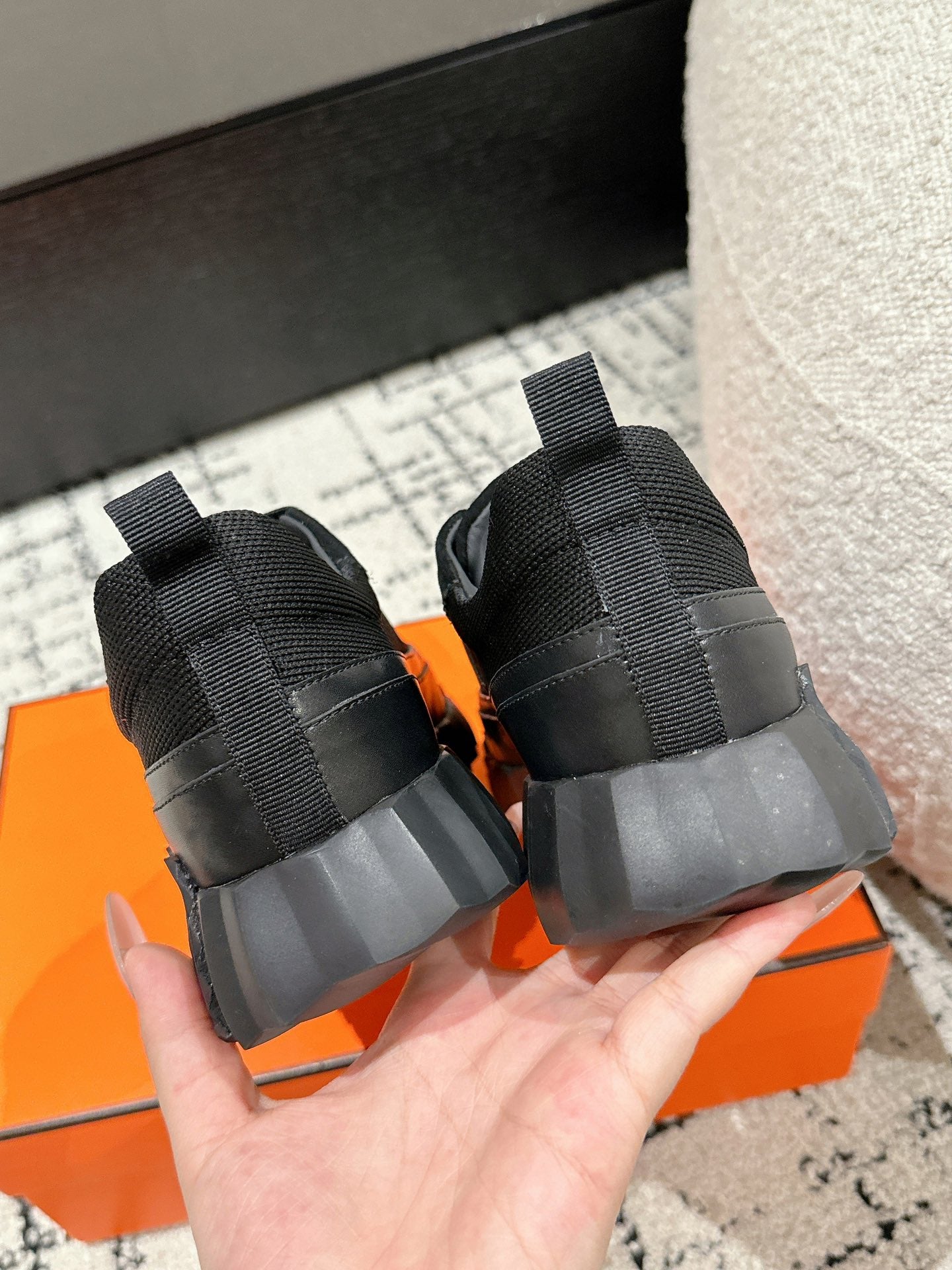 BOUNCING SNEAKER IN BLACK CALFSKIN AND FABRIC、mysite、Cacoeks