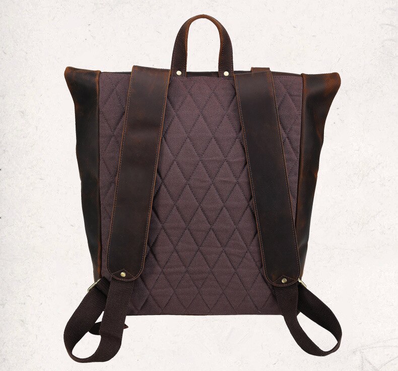 Back Display of Woosir Genuine Leather 17" Laptop Backpack Travel