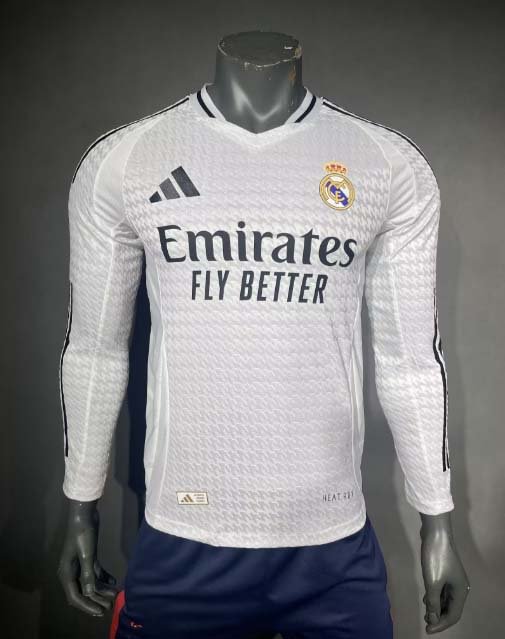 24/25 Player Version Long Sleeve Real Madrid Home Football Shirt-mysite Custom Football Kit- Nextkits