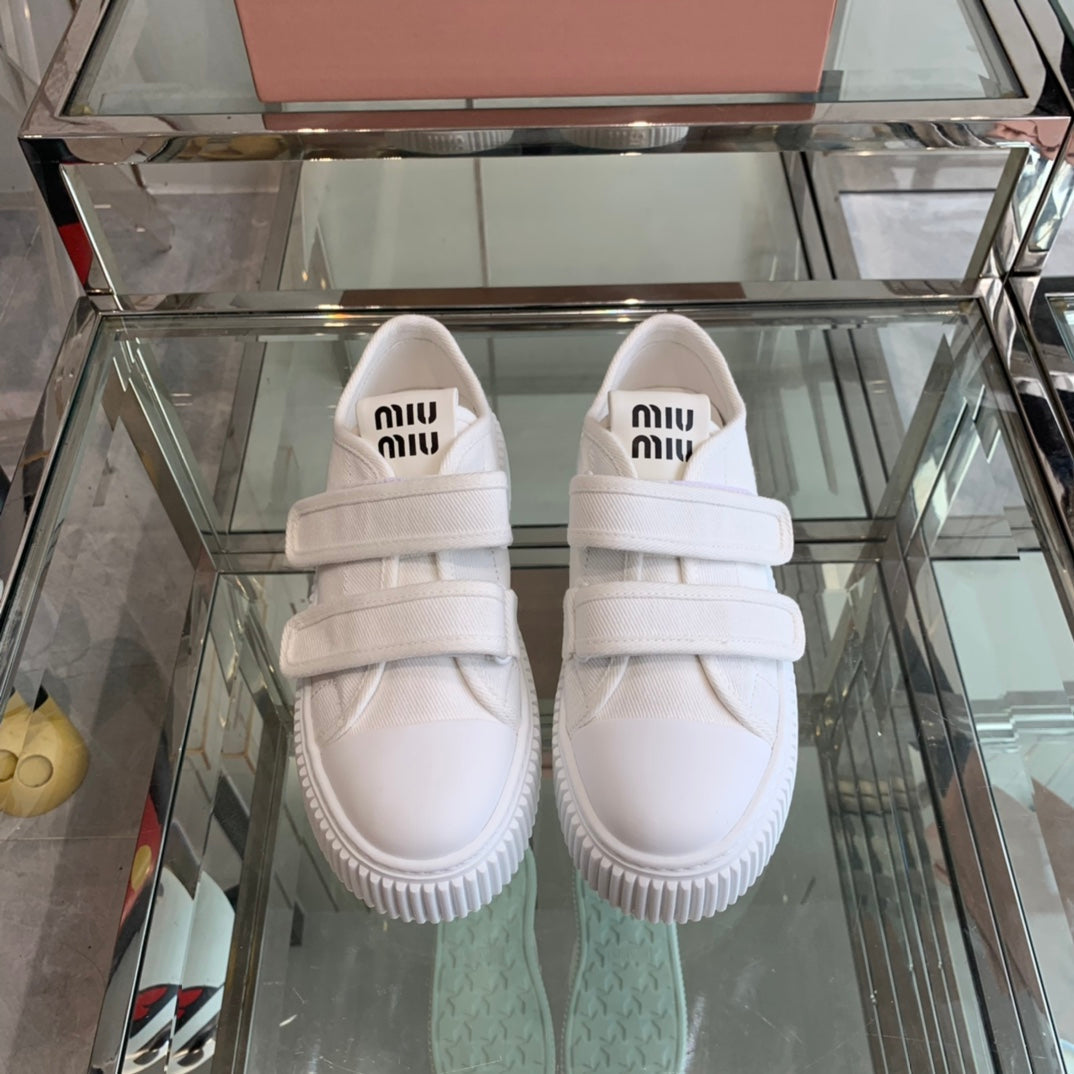 Thick-Soled Denim Sneakers White、mysite、Cacoeks