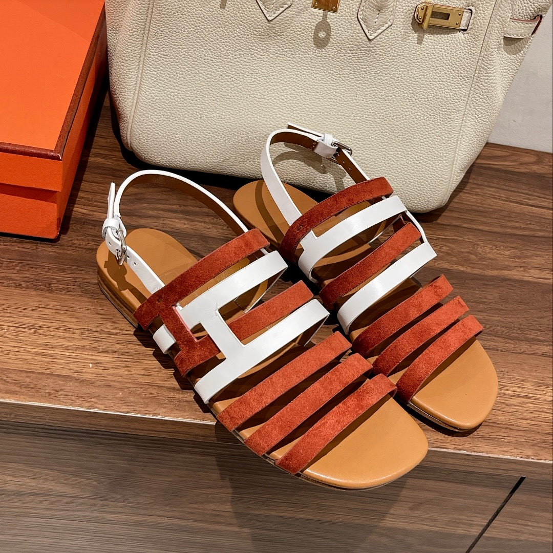 EPHESE SANDAL CARAMEL AND WHITE CALFSKIN、mysite、Cacoeks
