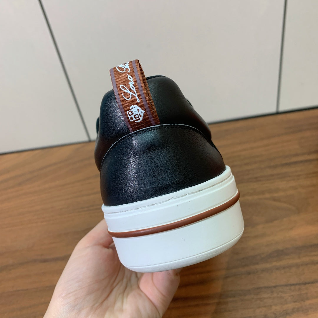 LP SNEAKERS IN BLACK CALFSKIN WITH WHITE SOLE、mysite、Cacoeks