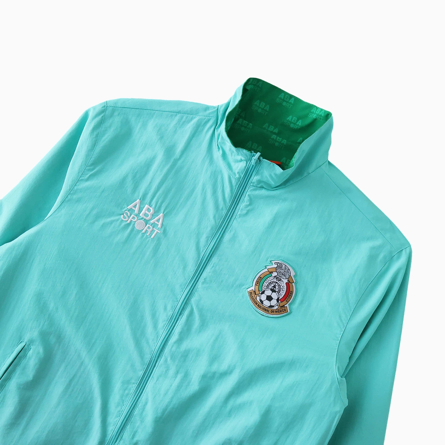 Funinjersey-Retro Mexico 1995 Retro Style Double Sided Reversible Windbreaker - Green & Blue