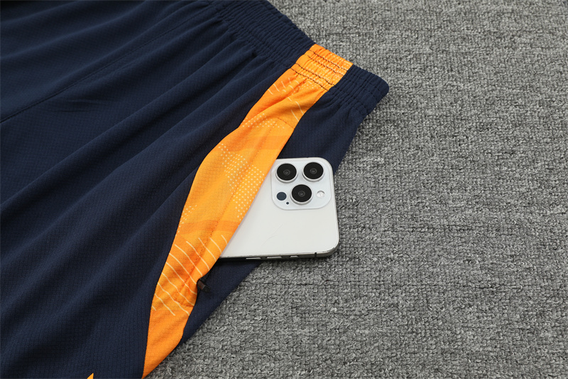 Higojerseys-Real Madrid 24-25 Short-Sleeve Training Kids Kit - White & Deep Blue