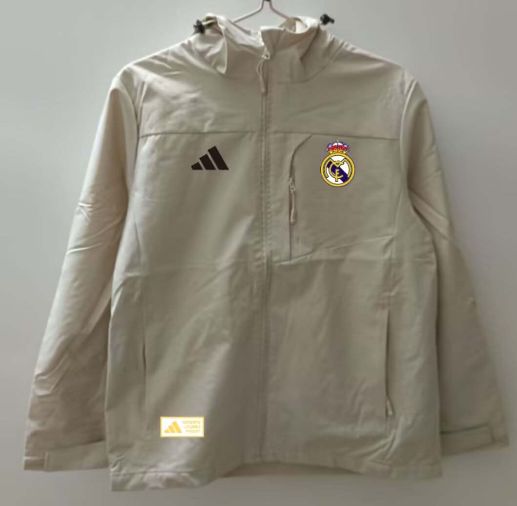 2025/2026 Real Madrid Windbreaker white Soccer Jersey 1:1 Thai Quality:football jersey mysite: unitedjerseyfootball 邓江浪:football