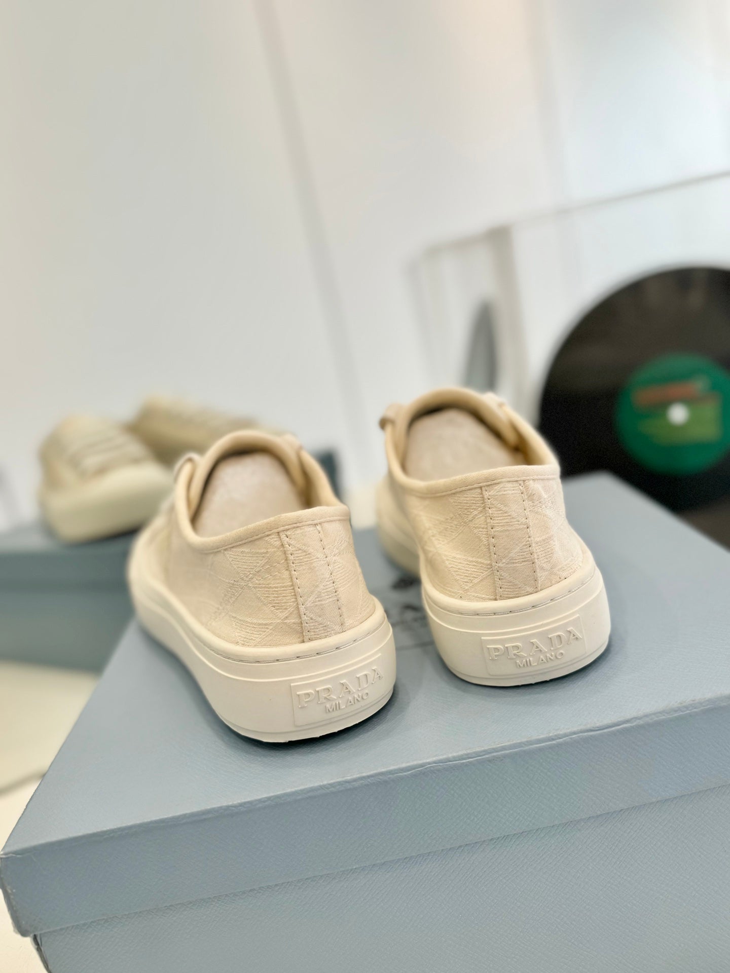 PRA PRINTED COTTON SNEAKERS BEIGE CANVAS、mysite、Cacoeks