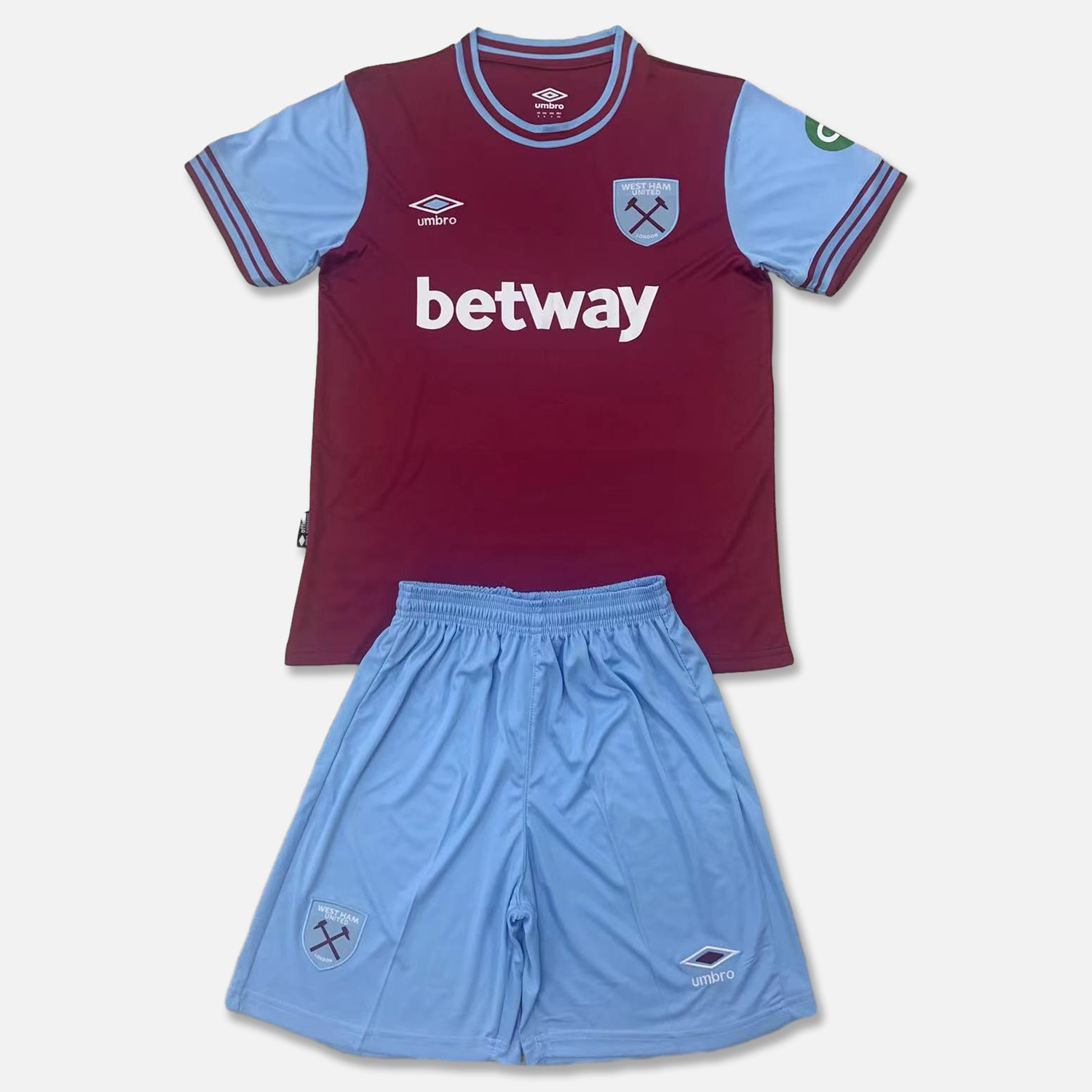 JerseysGala.com | West Ham United 24-25 Home Men's Adult Jersey Set - Fans Version -Customize Name, Number and Patch | Worldwide Shipping