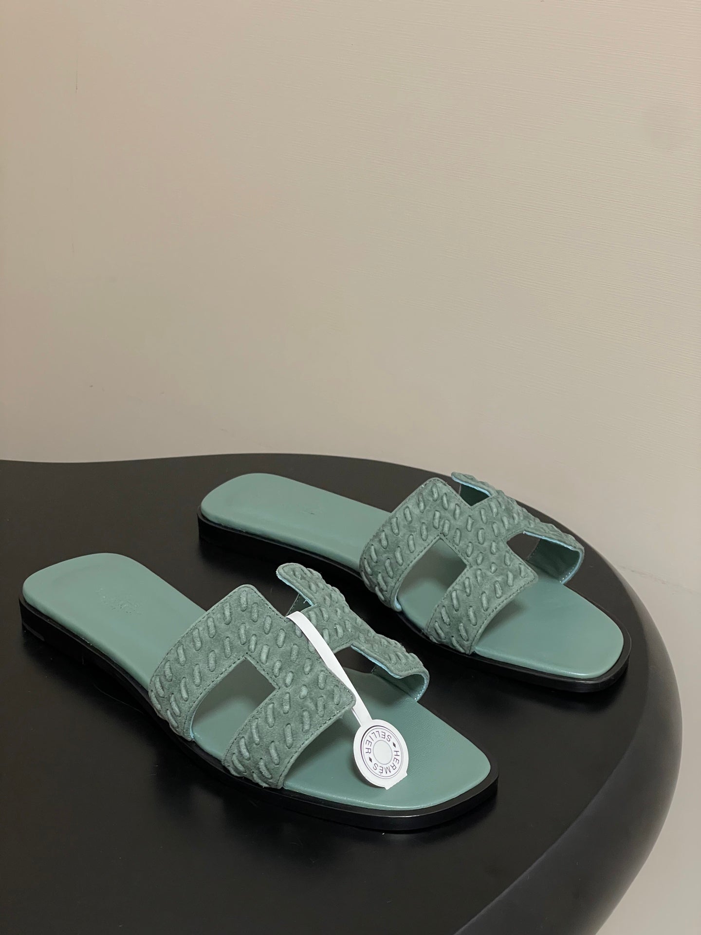 HM 25S ORAN SANDAL IN DUSTY MOSS GREEN SUEDE AND LAMBSKIN、mysite、Cacoeks