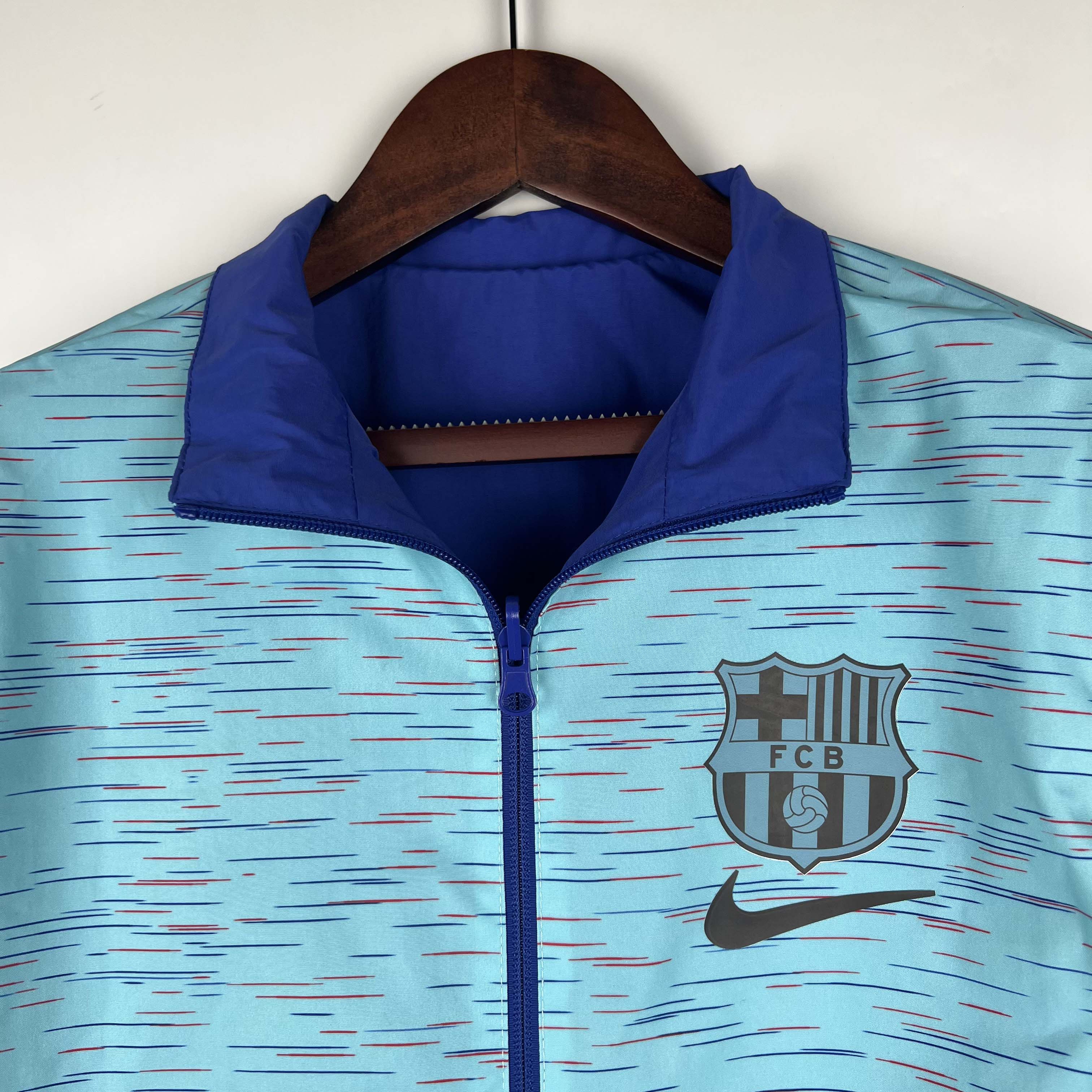 2023/2024 Barcelona Reversible Windbreaker Blue Soccer Jersey 1:1 Thai Quality:football jersey mysite: unitedjerseyfootball 邓江浪:football