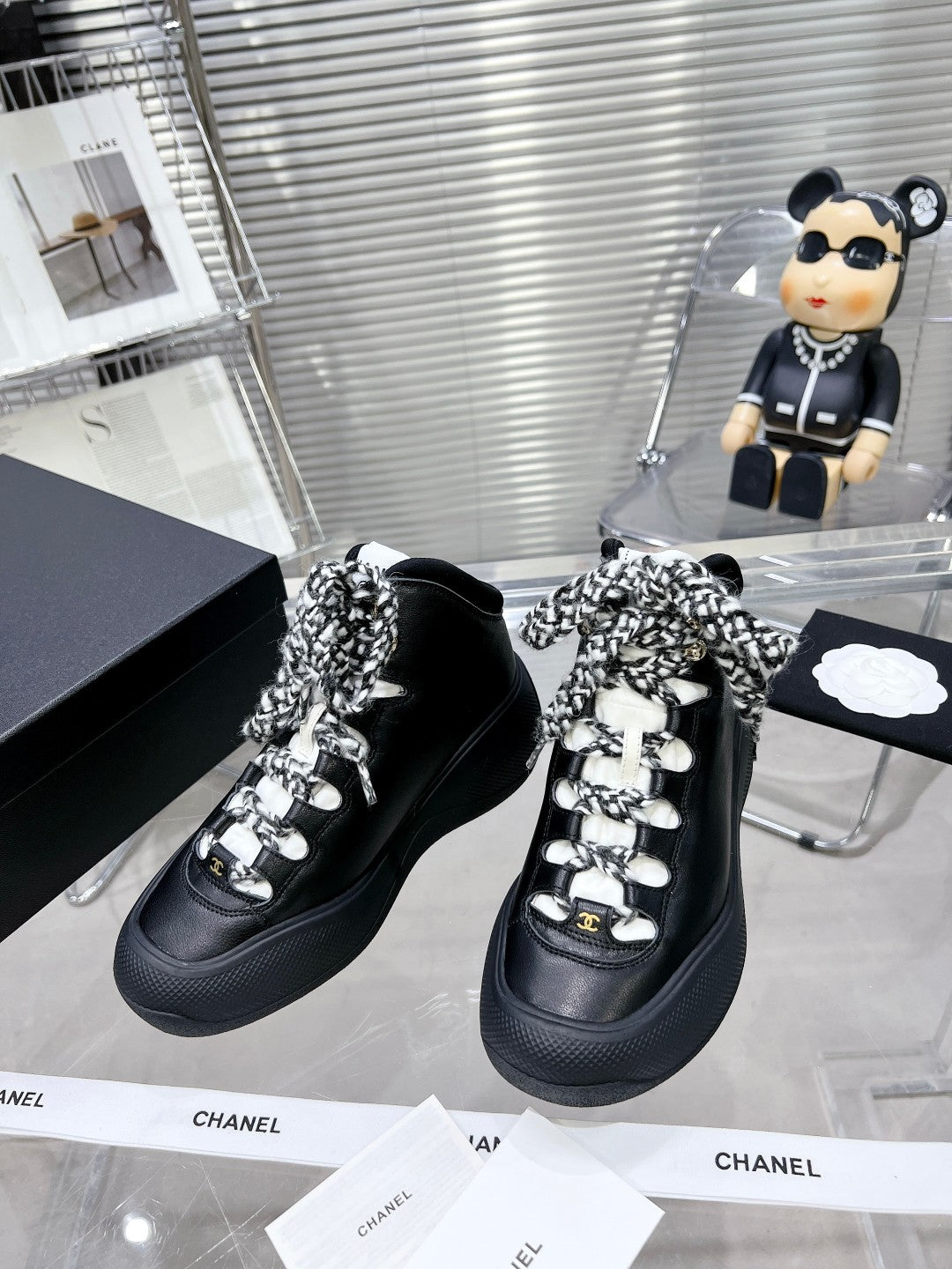 CC CANO ALTO SNEAKER IN BLACK CALFSKIN AND RUBBER、mysite、Cacoeks