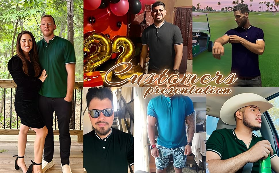 Men's Collarless Golf Polo Shirts Quick Dry Polo Shirts Short Sleeve Henley Shirt mens golf shirts 