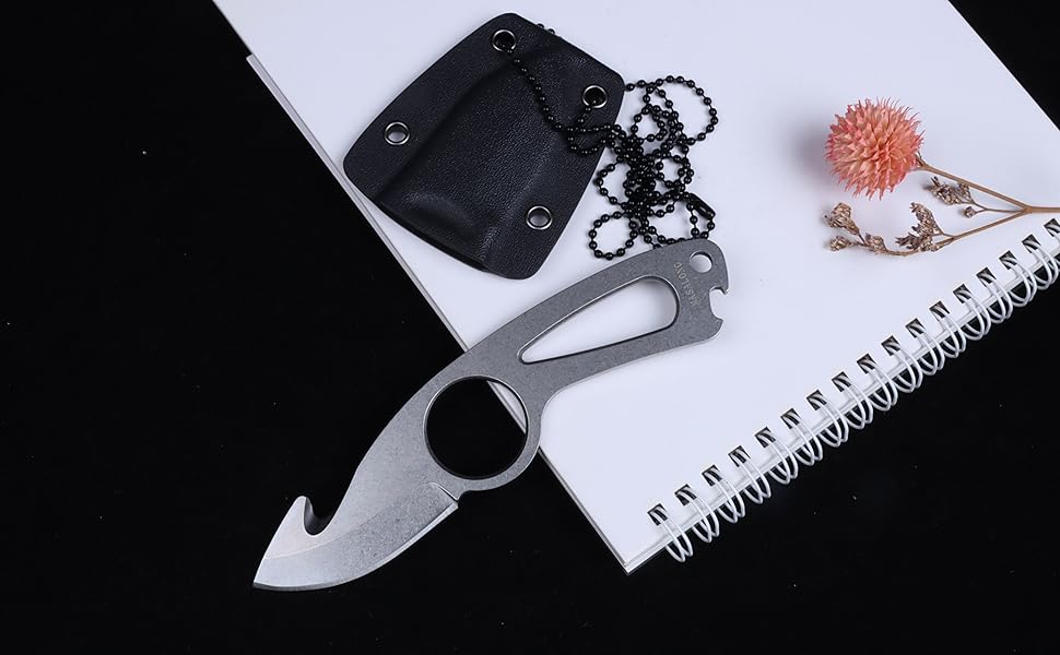 MASALONG 8CR14MOV Small Fixed Blade Neck Knife Full Tang with Knife Sheath,multifunctional Tool