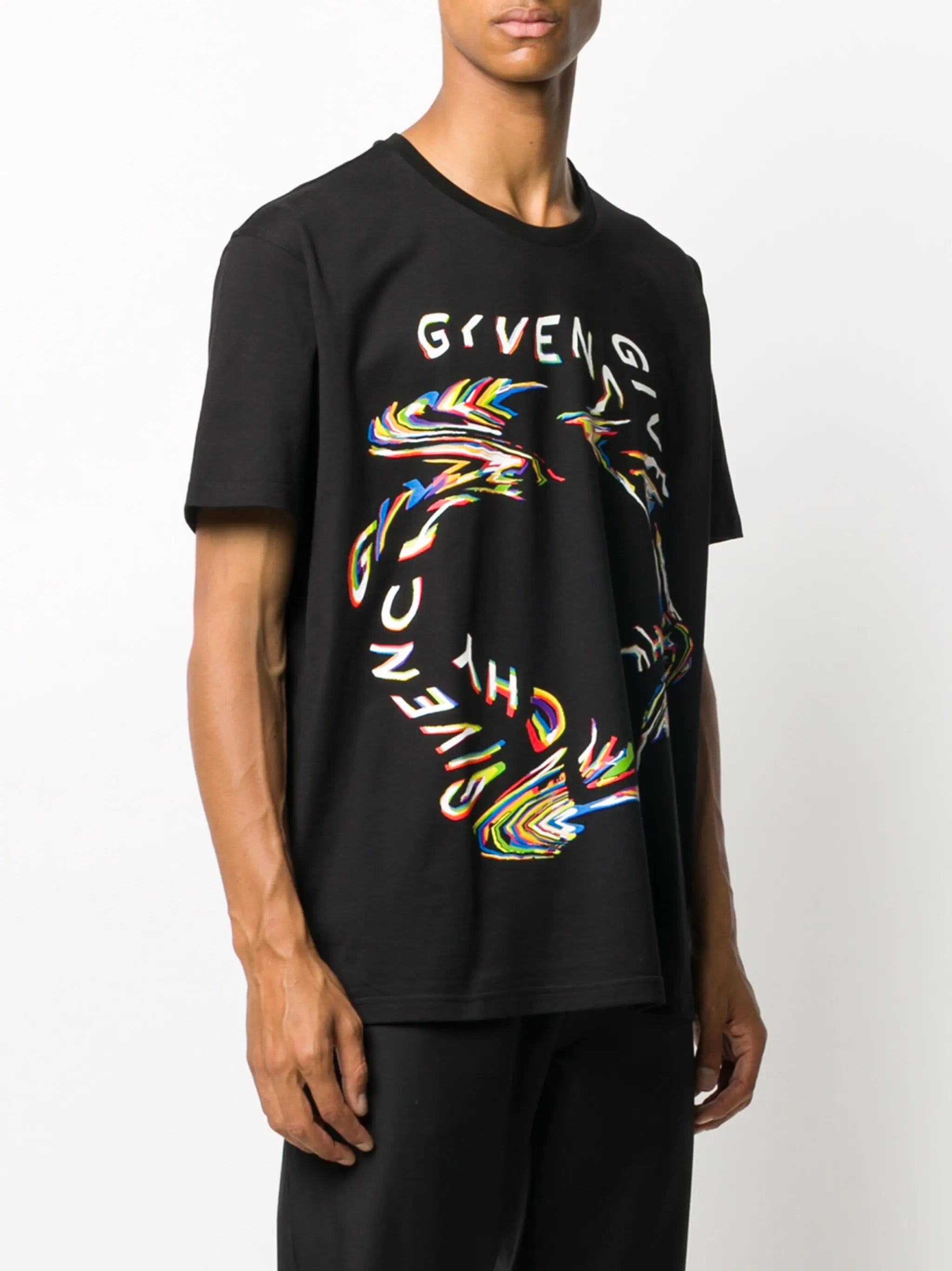Givenchy Glitch Printed T-Shirt Black Regular Fit、mysite、Cacoeks