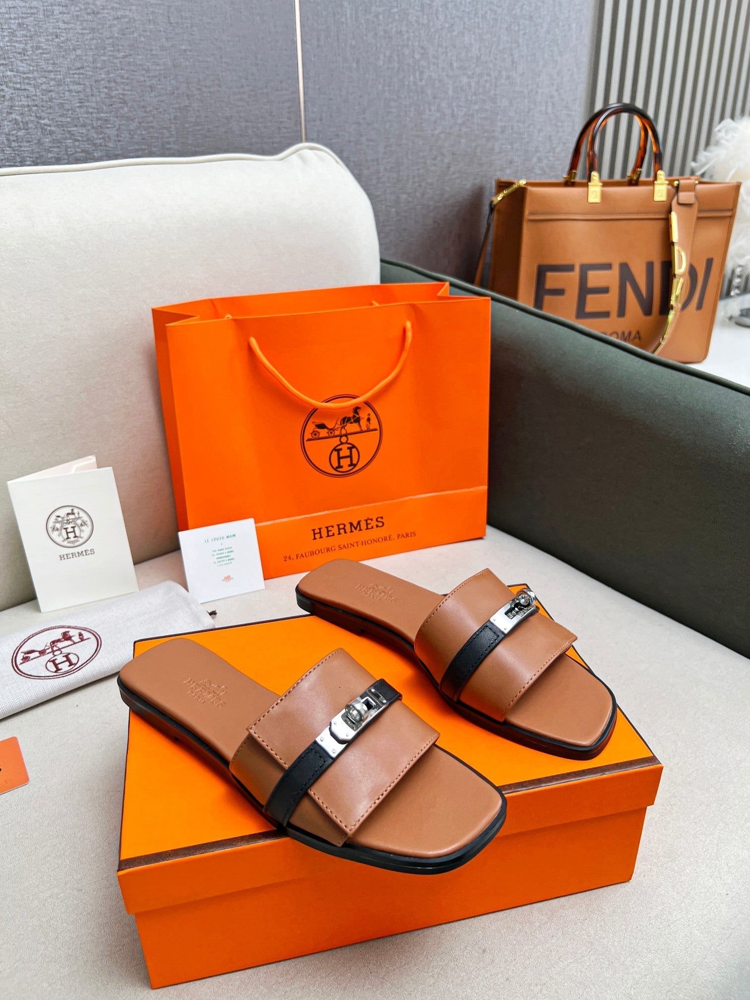 Giulia Sandal Brown Black Calfskin、mysite、Cacoeks