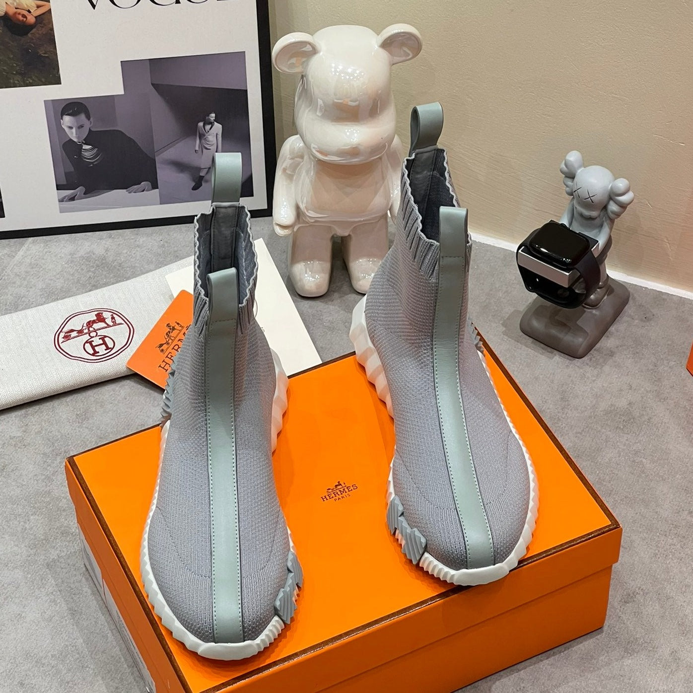 H FUN CLASSIC SNEAKER STYLISH LIGHT GRAY FABRIC、mysite、Cacoeks