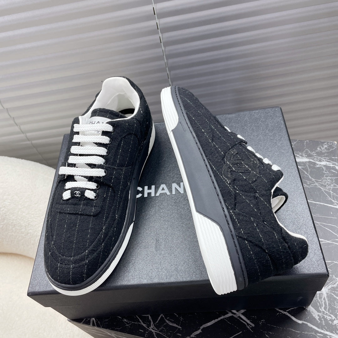 TRAINER SHOES IN BLACK WOOL FABRIC、mysite、Cacoeks