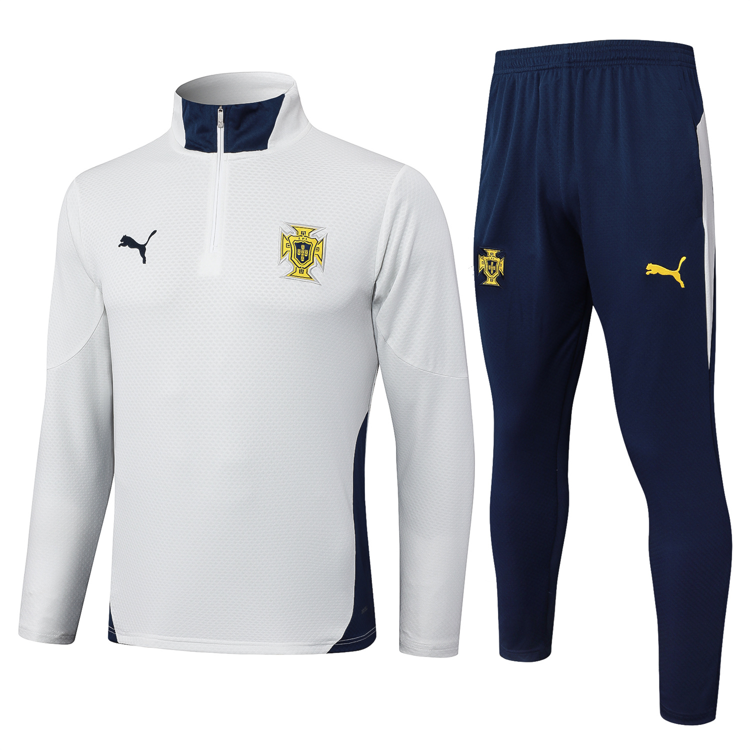 UltraTrikot-Portugal 25-26 Long Sleeve Training Set - Off White Top and Deep Blue Pants