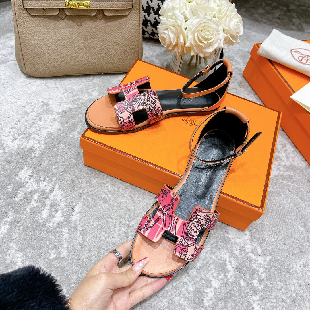 SANTORINI SANDAL BLACK MIX LIGHT PINK CALFSKIN WITH PATTERN、mysite、Cacoeks