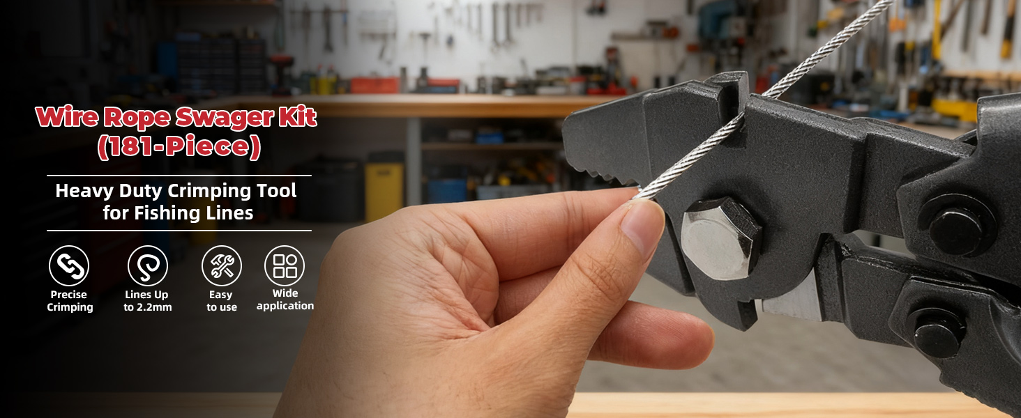 (181PCS) Pliers Crimper Sleeves Tool Wire Rope Swager Terminal Crimpers