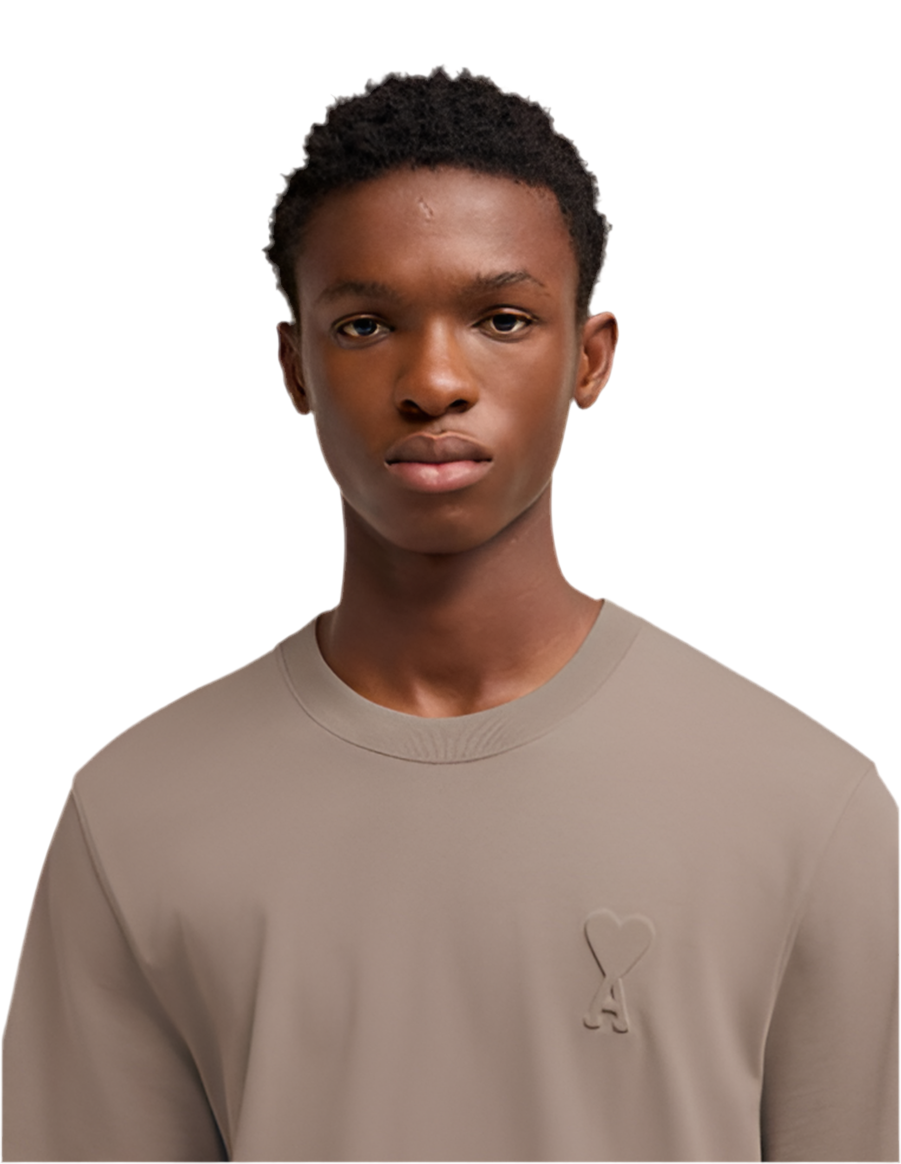Ami Paris Logo Embossed T-Shirt ‘Taupe’、mysite、Cacoeks