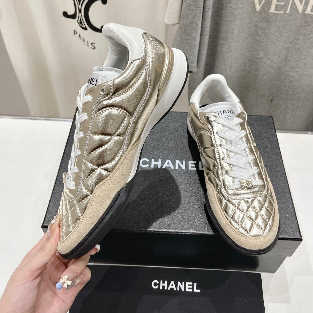 Double C New Quilted Panda Shoes Gold Sheepskin、mysite、Cacoeks