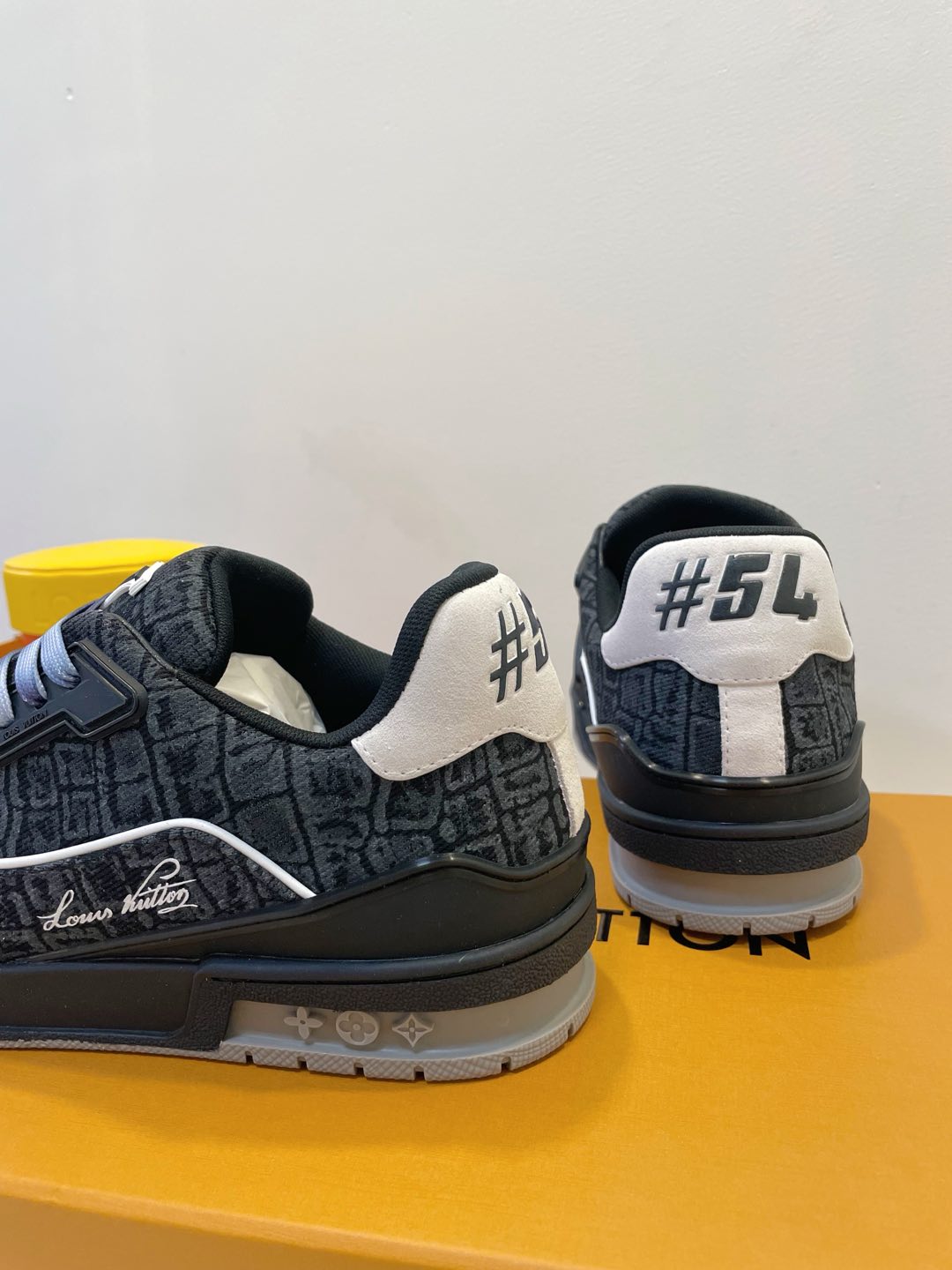 TRAINER SNEAKER IN BLACK MONOGRAM DENIM FABRIC、mysite、Cacoeks