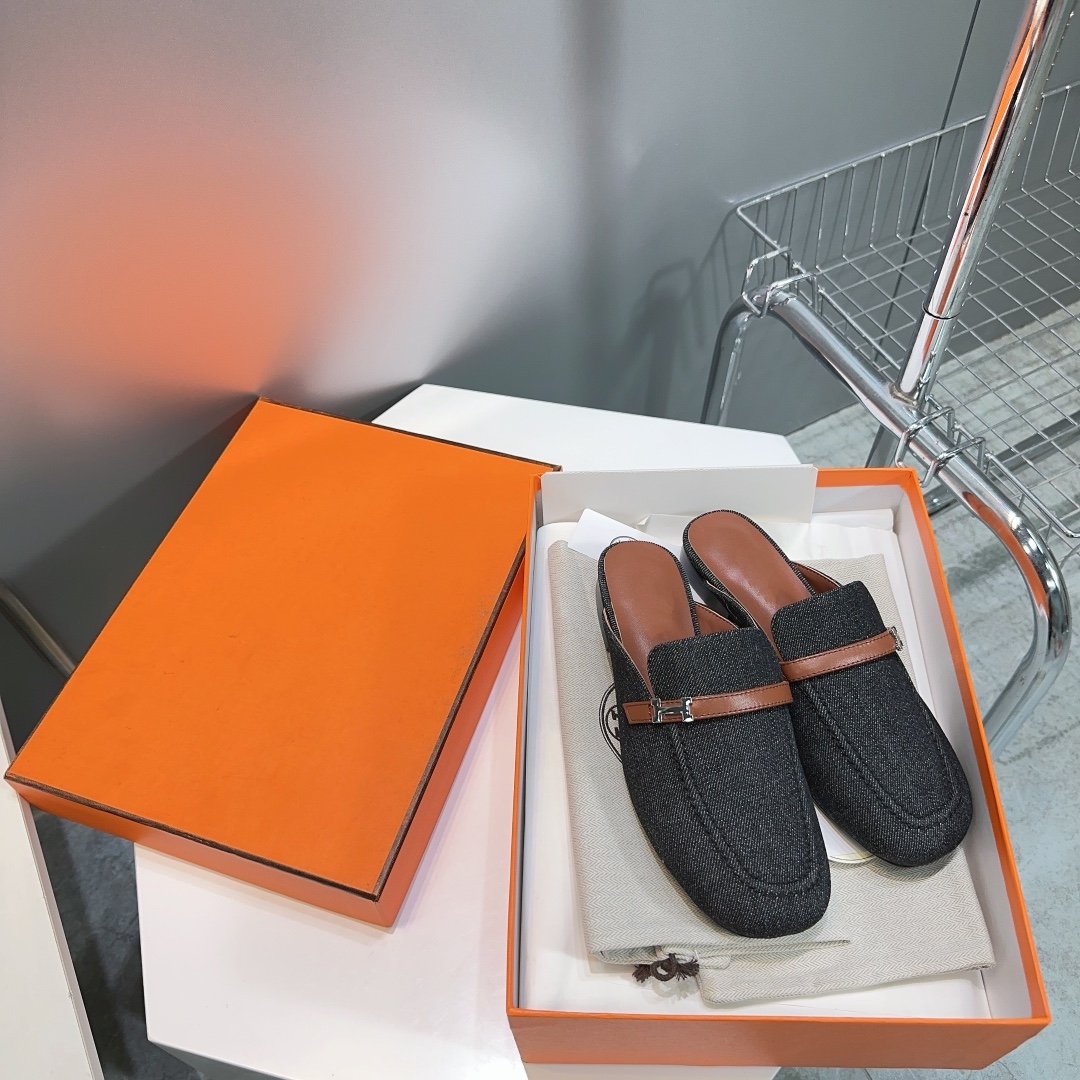 Lena Mule Black Denim、mysite、Cacoeks