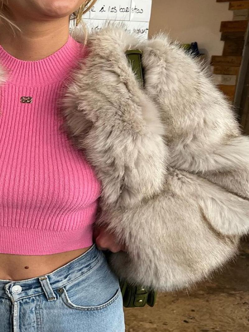 Women's Solid Color Faux Fur Jacket, Casual Long Sleeve Open Front Outerwear for Fall & Winter, Women's Clothing for Daily Wear, Coats, Womenswear