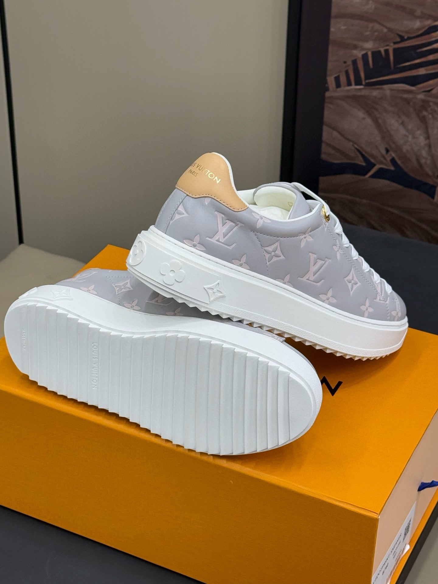 TIME OUT SNEAKER IN COOL GRAY EMBOSSED MONOGRAM CALFSKIN、mysite、Cacoeks