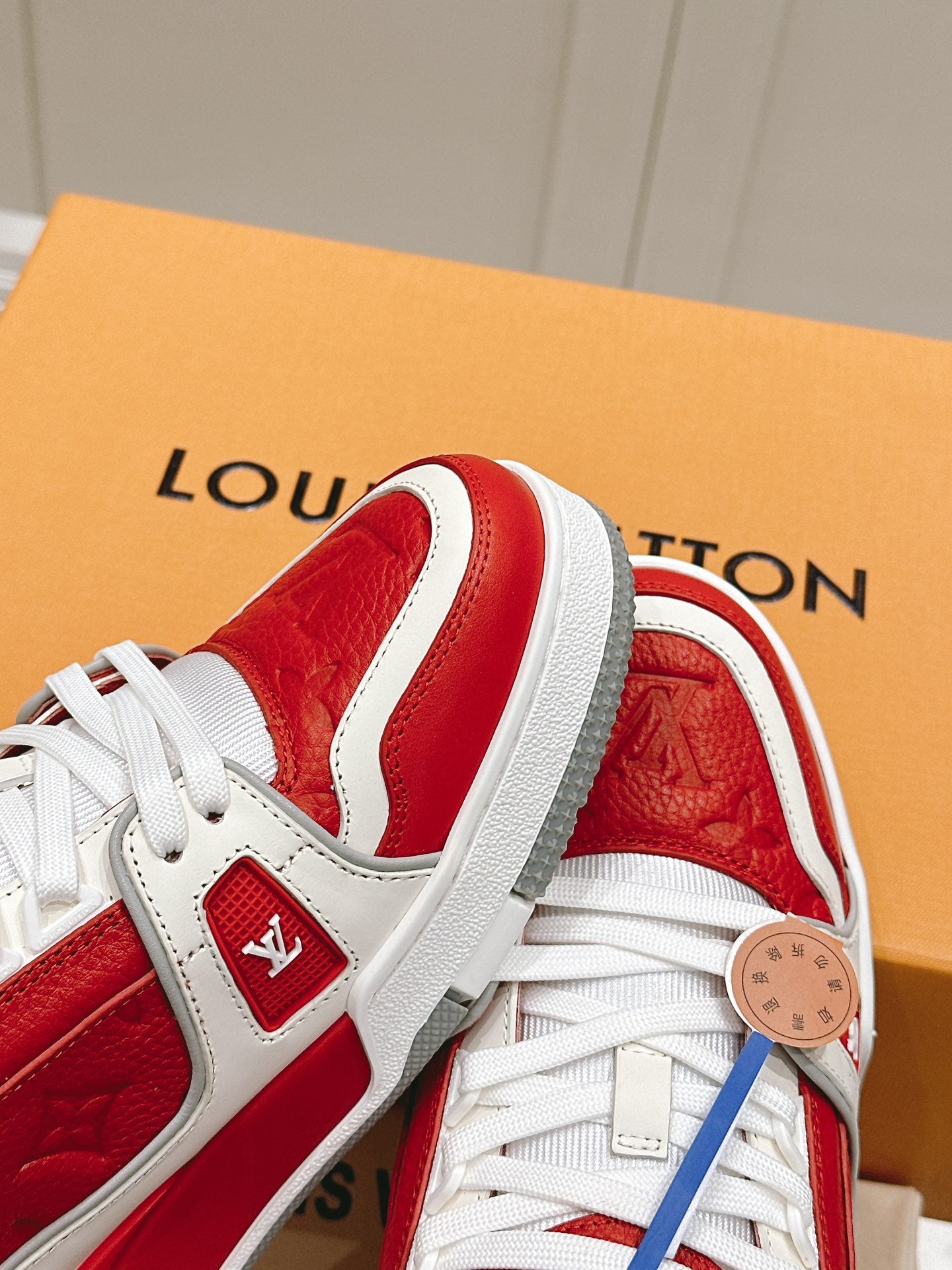 LV TRAINER SNEAKER IN SARI RED GRAINED CALFSKIN、mysite、Cacoeks
