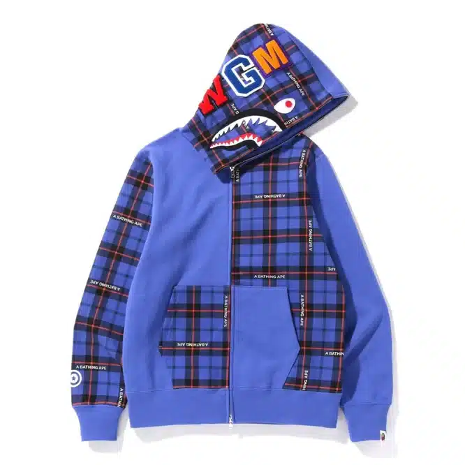 Bape Logo Check Shark Full Zipper Hoodie、mysite、Cacoeks