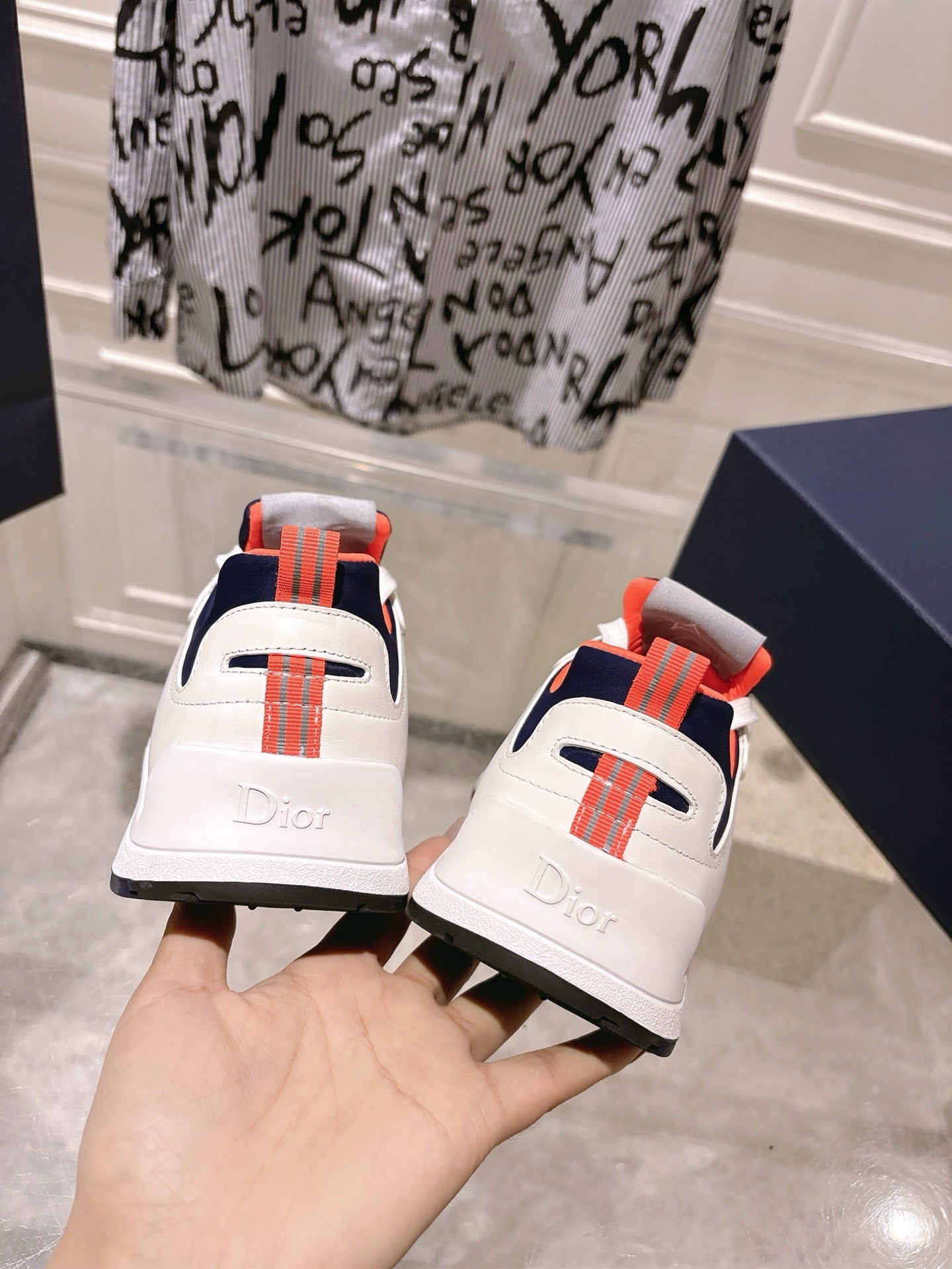 DIOR 25S MILE SERIES SNEAKERS 25MM IN WHITE BLUE CALFSKIN、mysite、Cacoeks