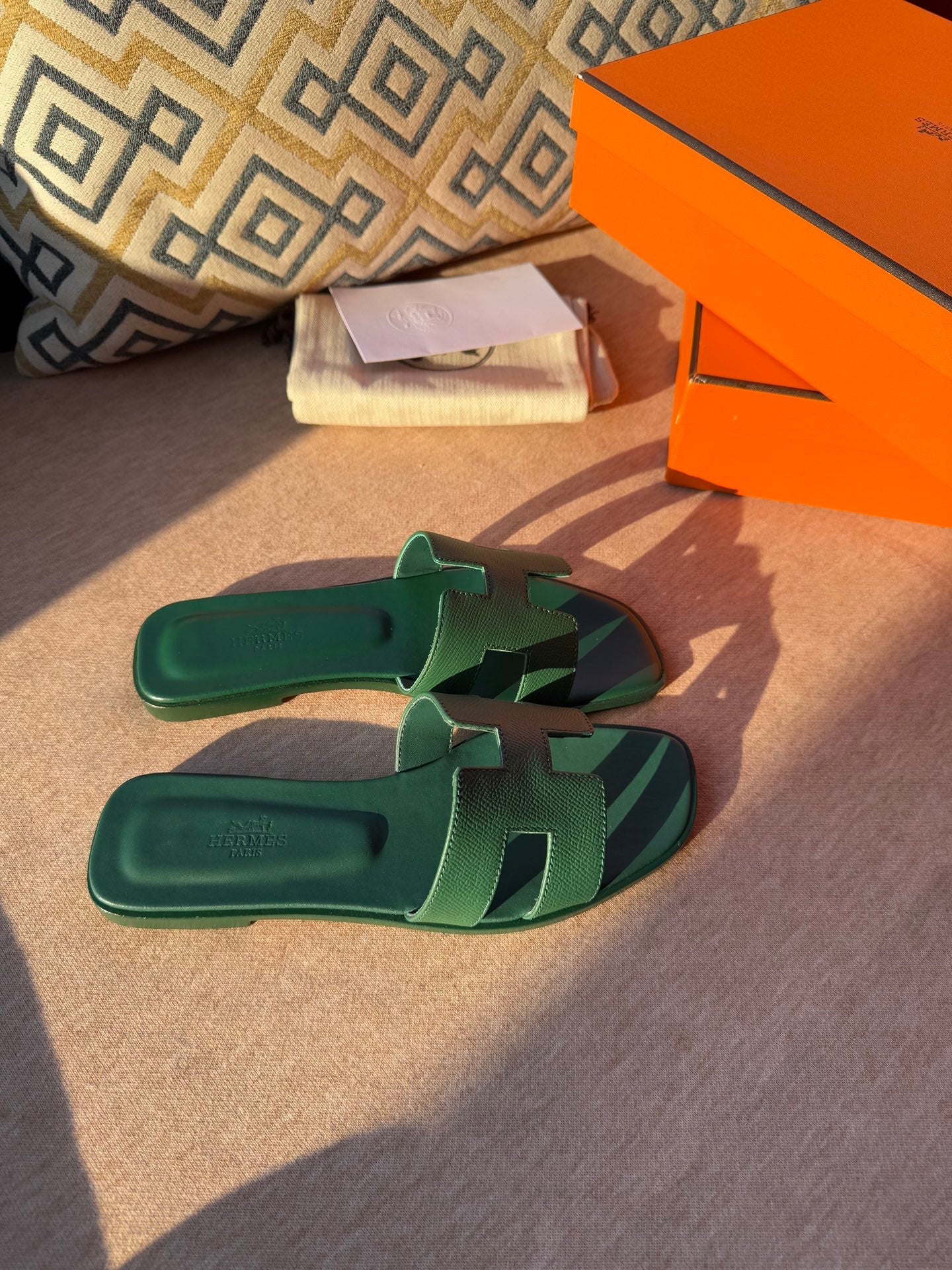 0RAN SANDALS IN HUNTER GREEN CALFSKIN、mysite、Cacoeks