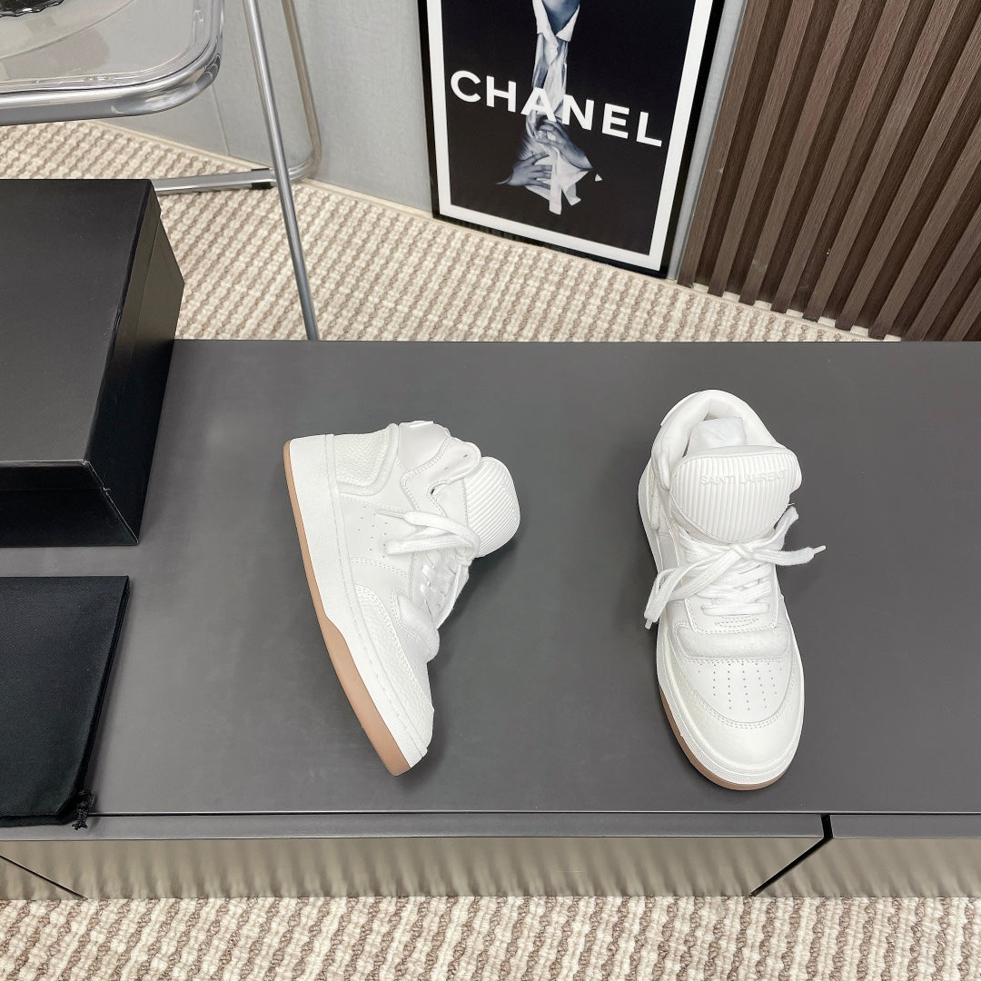 HIGH-TOP SNEAKERS IN WHITE CALFSKIN、mysite、Cacoeks