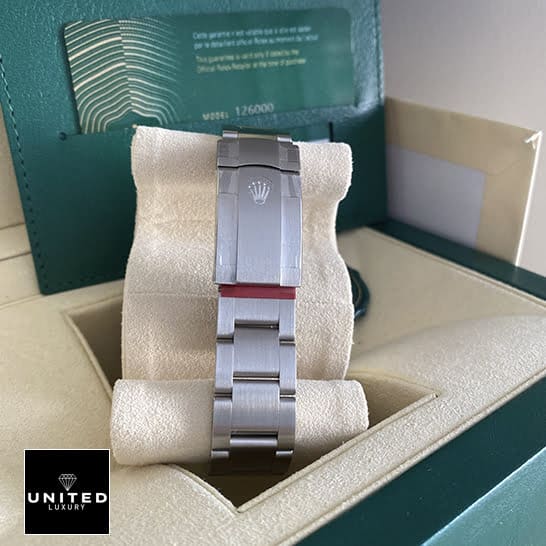 Rolex Oyster Perpetual 124300 Replica Stainless Steel Oyster Bracelet on the Rolex Logo