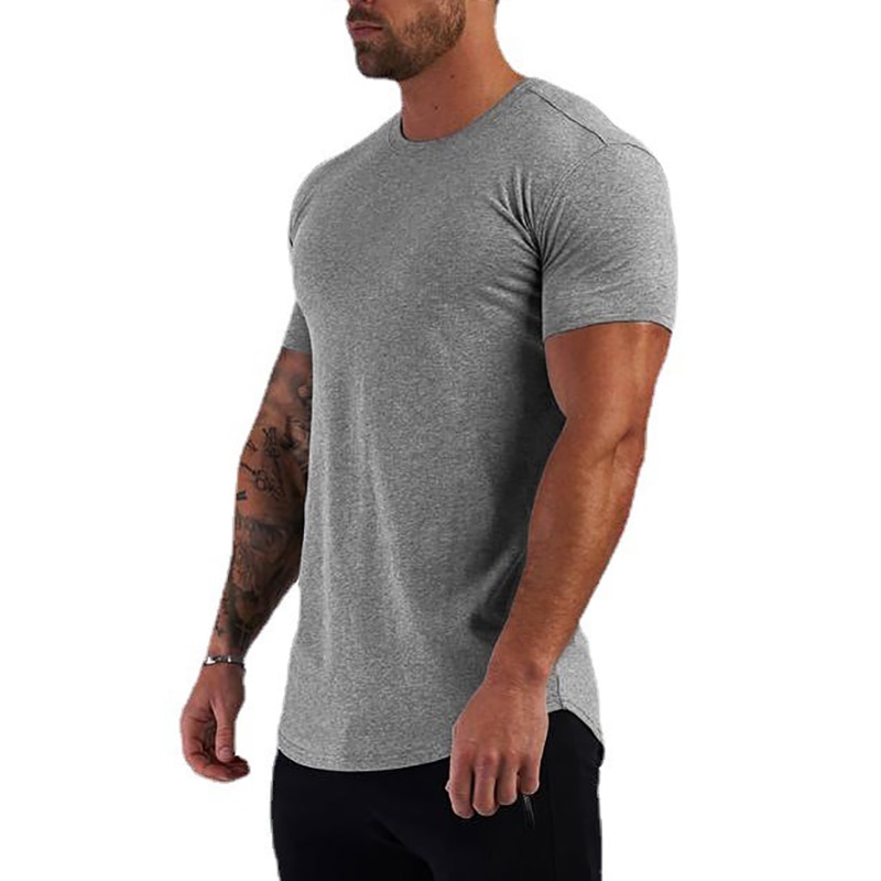 Summer Cotton Sports T-Shirts Mens Slim Fit Gym Fitness Male T Shirt Casual Running Bodybuilding Man Jogging Workout Clothing