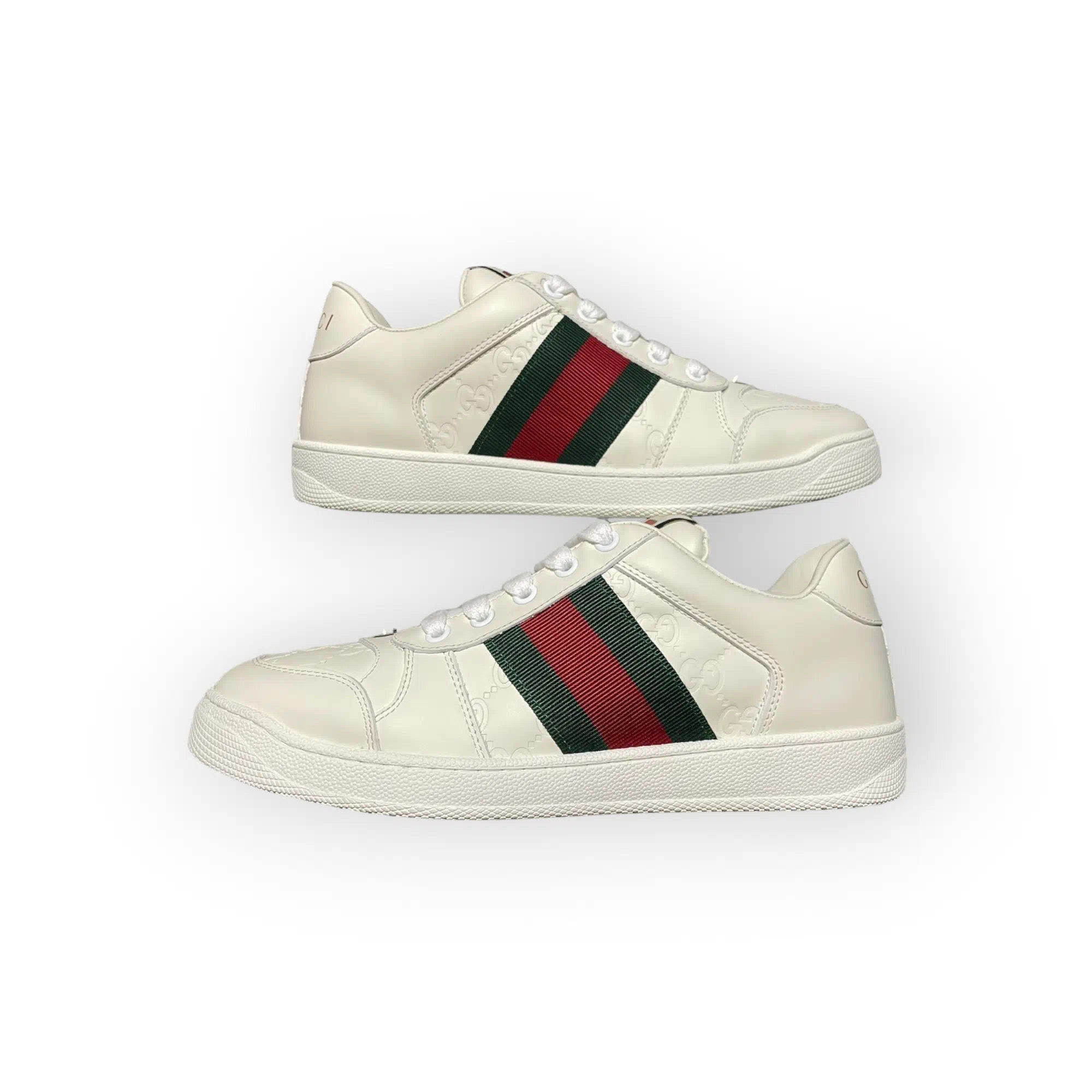 Gucci Screener Sneaker with Green and red Web in White、mysite、Cacoeks