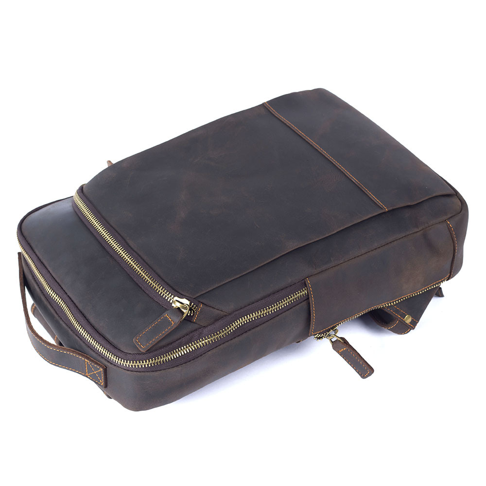 Front Display Color Dark Brown of Leather Backpack
